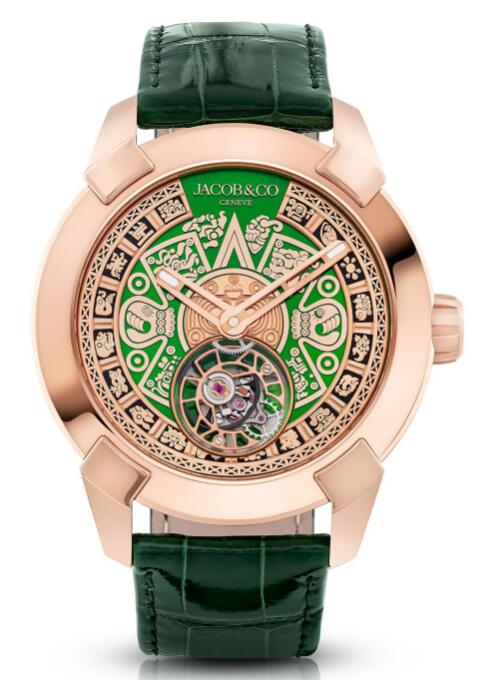 Jacob & Co Replica watch Pioneer Aztec Calendar Rose gold Green Dial PI422.40.AA.AA.ABALA